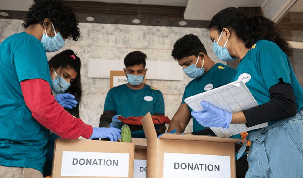 Volunteers working
